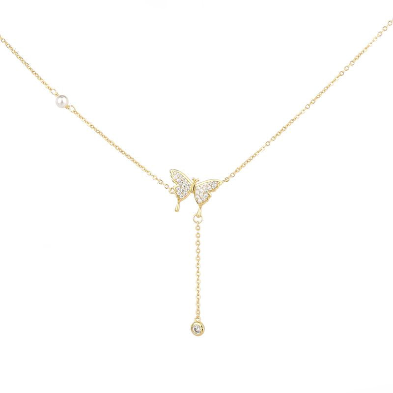 Floating Butterfly Necklace for Women – 14K Gold Plated with Zirconia | LuxyEteria Jewelry