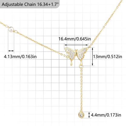 14K Gold Plated Butterfly Necklace for Women, Zirconia Dainty Necklace,Blissbling Jewelry Floating Necklace