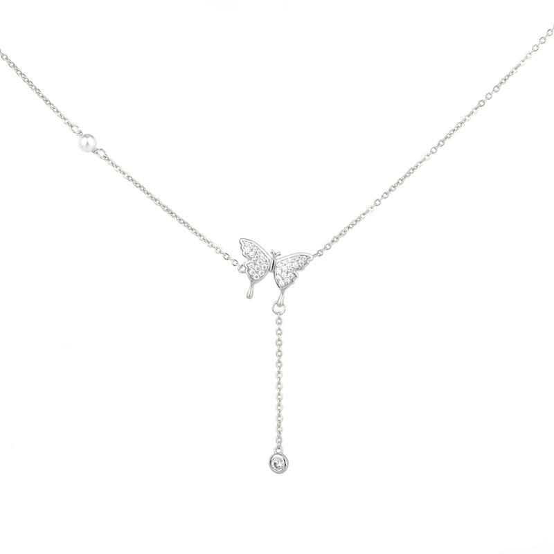 14K Gold Plated Butterfly Necklace for Women, Zirconia Dainty Necklace,Blissbling Jewelry Floating Necklace