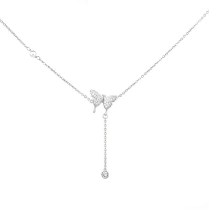 14K Gold Plated Butterfly Necklace for Women, Zirconia Dainty Necklace,Blissbling Jewelry Floating Necklace