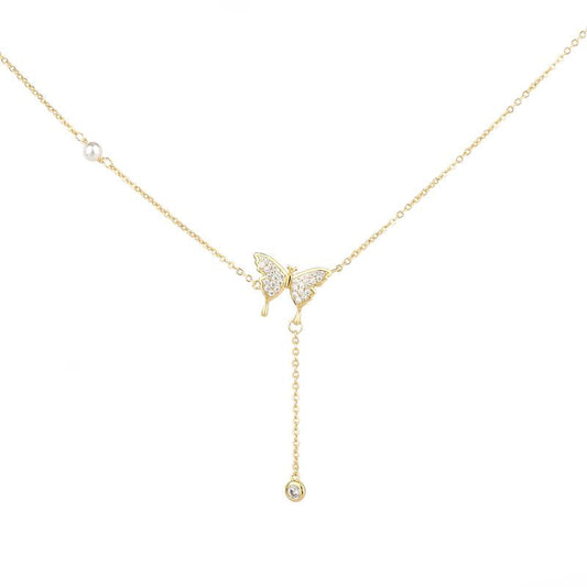 Floating Butterfly Necklace for Women – 14K Gold Plated with Zirconia | LuxyEteria Jewelry